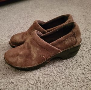 Brown suede leather slip on shoes
